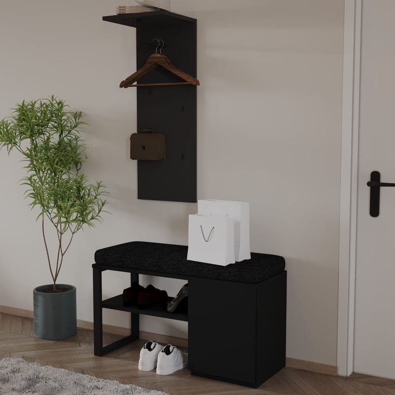 Uniqo Hallställsset 35x90x35 cm - Svart - Möbler - Vardagsrum - Stolar & sittmöbler - Sittbänk