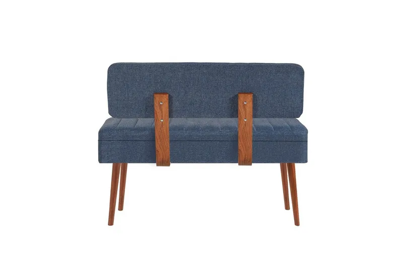 Valsot Sittbänk 110 cm - Valnöt/Mörkblå - Möbler - Vardagsrum - Stolar & sittmöbler - Sittbänk - Bänk med ryggstöd