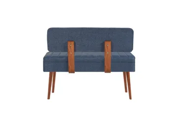 Valsot Sittbänk 110 cm - Valnöt/Mörkblå - Möbler - Vardagsrum - Stolar & sittmöbler - Sittbänk - Bänk med ryggstöd