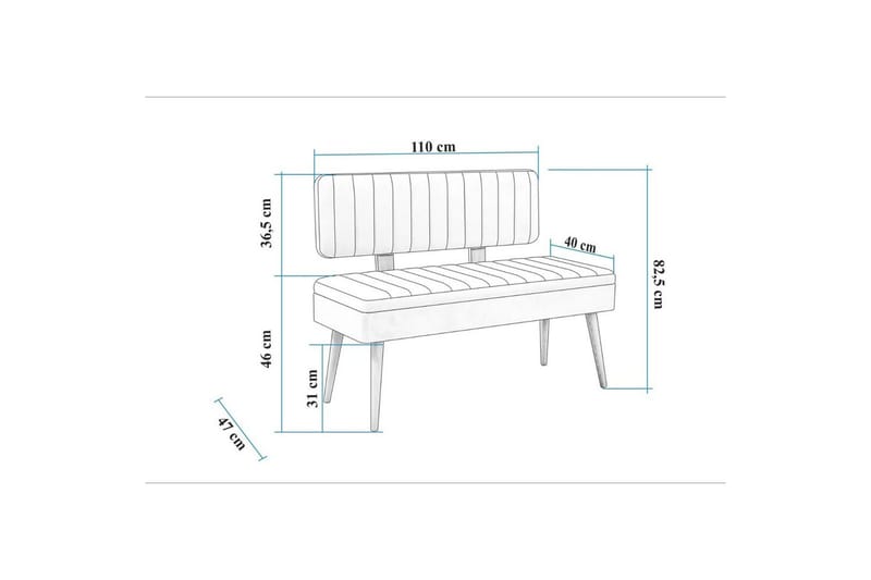 Valsot Sittbänk 110 cm - Valnöt/Mörkblå - Möbler - Vardagsrum - Stolar & sittmöbler - Sittbänk - Bänk med ryggstöd