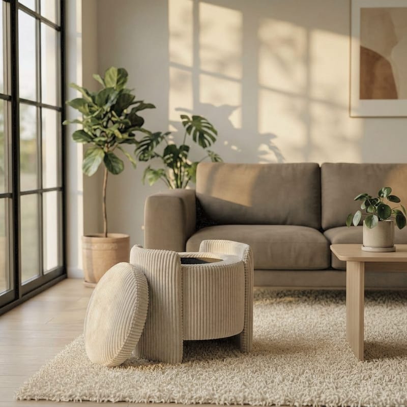 Valtor Puff 50x46x42 cm - Beige - Möbler - Vardagsrum - Stolar & sittmöbler - Sittpuff