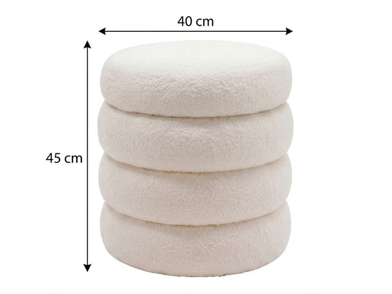 Velik Rund sittpuff med förvaring i teddytyg - ljus kräm - Möbler - Vardagsrum - Stolar & sittmöbler - Sittpuff