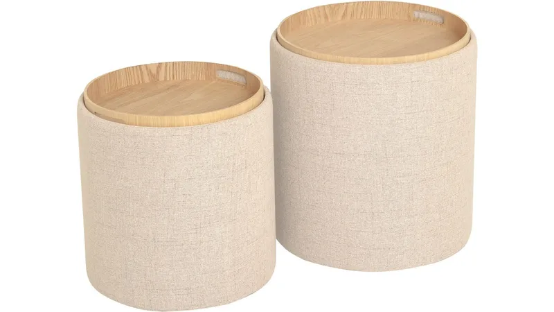 Velmira Puff 2 delar 39 cm Rund - Beige - Möbler - Vardagsrum - Stolar & sittmöbler - Sittpuff