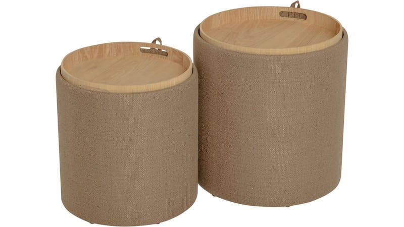 Velmira Puff 2 delar 39 cm Rund - Mörkbeige - Möbler - Vardagsrum - Stolar & sittmöbler - Sittpuff