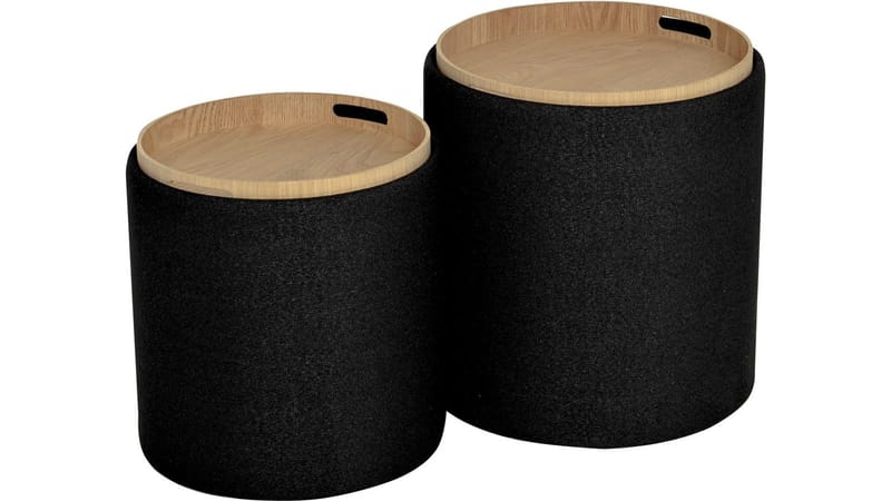 Velmira Puff 2 delar 39 cm Rund - Svart - Möbler - Vardagsrum - Stolar & sittmöbler - Sittpuff