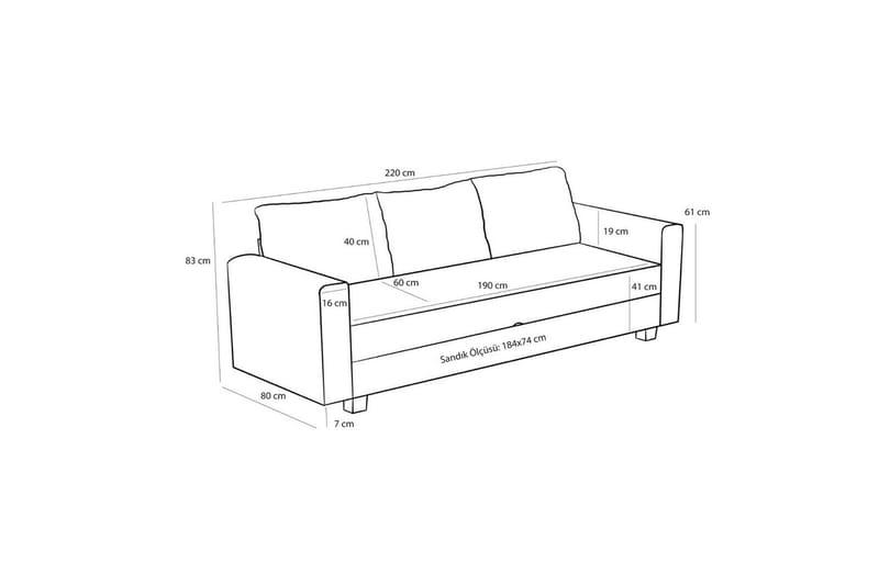 Sufian Bäddsoffa 3-sits - Cremevit - Möbler - Vardagsrum - Bäddsoffor