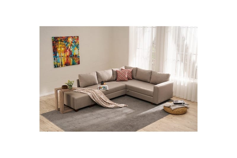Sufian Hörnbäddsoffa 4-sits - Beige - Möbler - Vardagsrum - Bäddsoffor - Hörnbäddsoffa