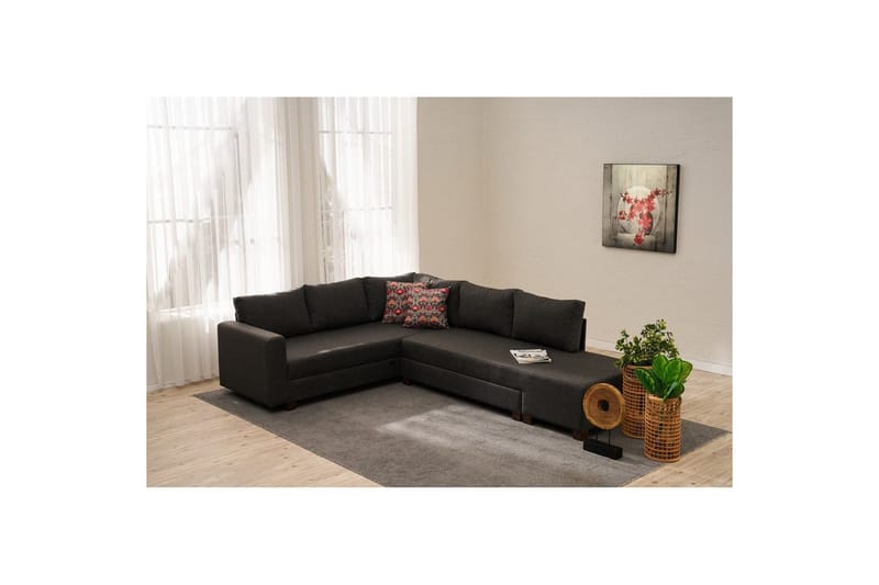 Sufian Soffa med Schäslong 4-sits - Antracit - Möbler - Vardagsrum - Bäddsoffor - Hörnbäddsoffa