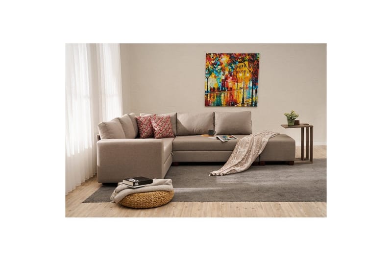 Sufian Soffa med Schäslong 4-sits - Beige - Möbler - Vardagsrum - Bäddsoffor - Hörnbäddsoffa
