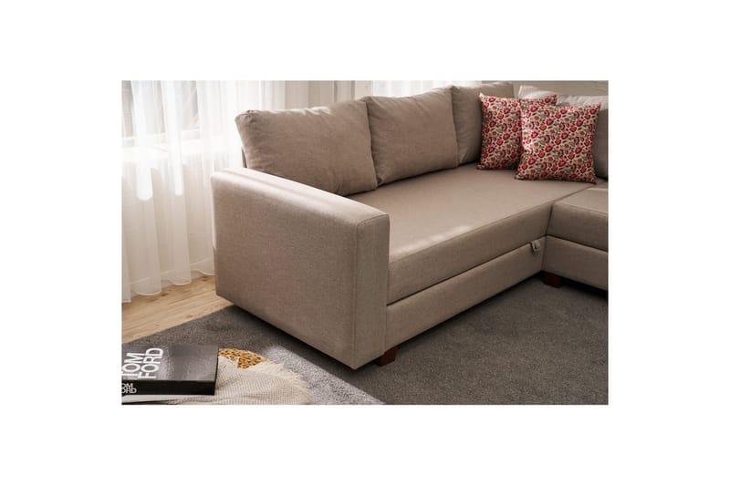 Sufian Soffa med Schäslong 4-sits - Beige - Möbler - Vardagsrum - Bäddsoffor - Hörnbäddsoffa