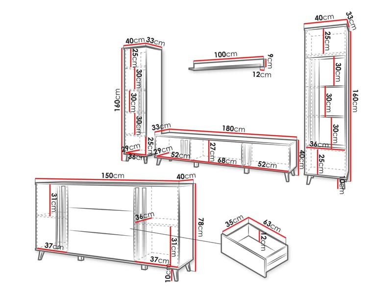 Torvos Möbelset För Vardagsrum - Brun/Svart - Möbler - Vardagsrum - Möbelset för vardagsrum