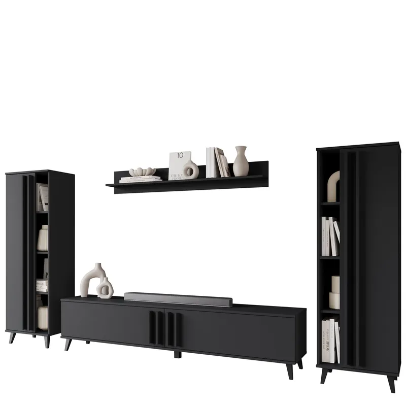 Torvos Möbelset För Vardagsrum, Svart