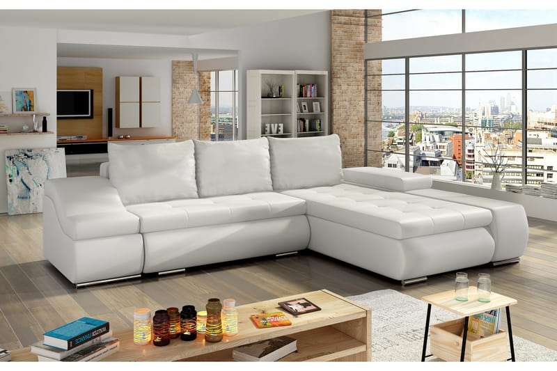 TOXANA Bäddsoffa med Divan Vit - Bäddsoffor - 4-sits bäddsoffa