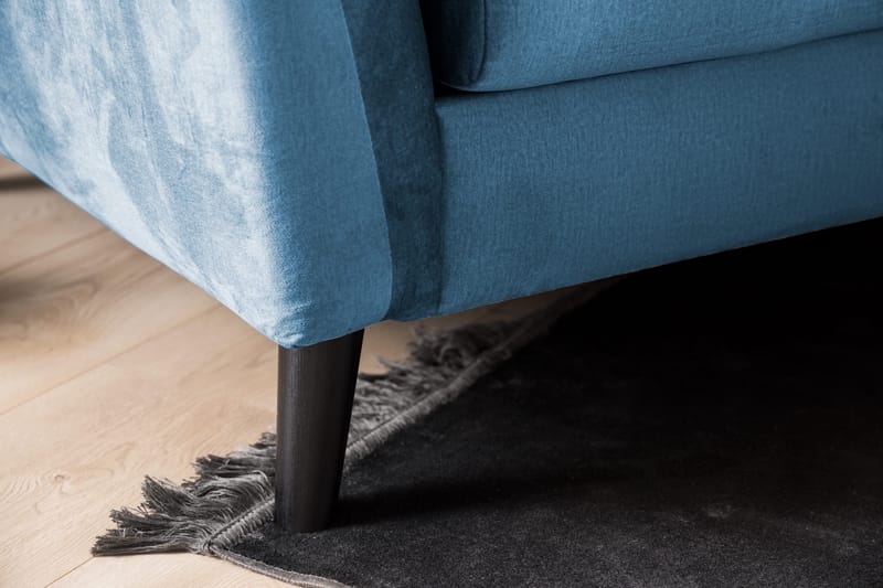 Trend Soffgrupp 3-sits + 2-sits Soffa + Fåtölj + Fotpall i Sammet - Blå - Möbler - Vardagsrum - Soffgrupper