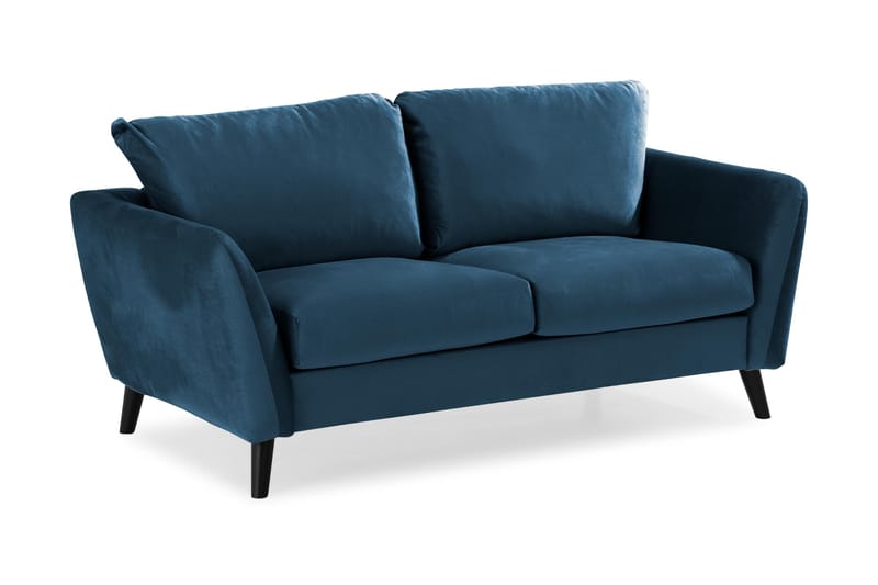 Trend Soffgrupp 3-sits + 2-sits Soffa + Fåtölj + Fotpall i Sammet - Blå - Möbler - Vardagsrum - Soffgrupper