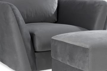 Trend Soffgrupp 3-sits + 2-sits Soffa + Fåtölj + Fotpall i Sammet - Ljusgrå - Möbler - Vardagsrum - Soffgrupper