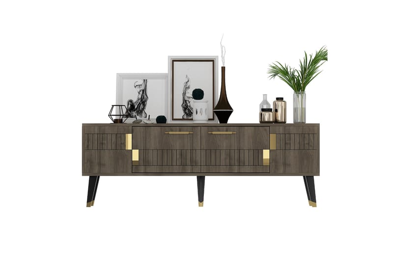 MODA Tv-bänk 150x35 cm Brun/Guld - Tv-bänkar