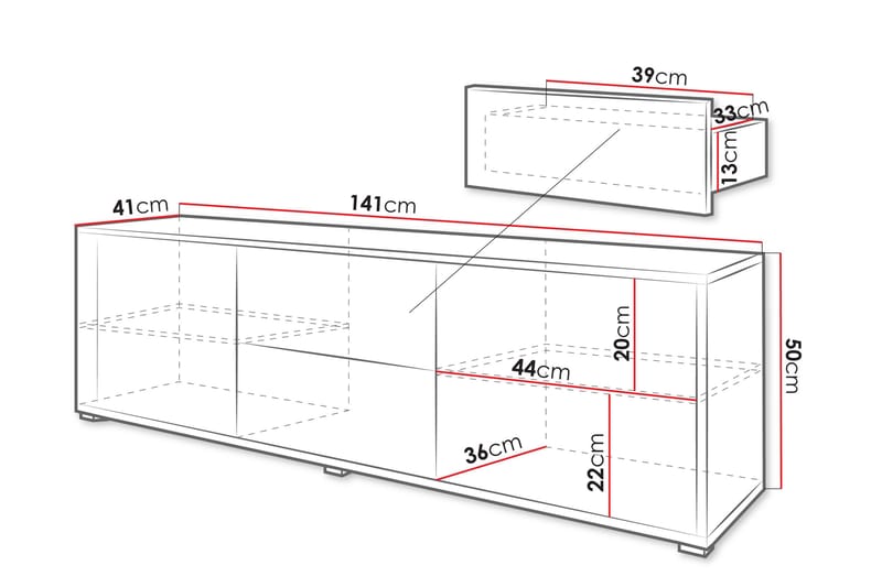 Agawal Golvstående Tv Bänk 141 cm med Förvaring i Målat Trä - Beige - Möbler - Vardagsrum - Tv-möbler & mediamöbler - Tv-bänkar