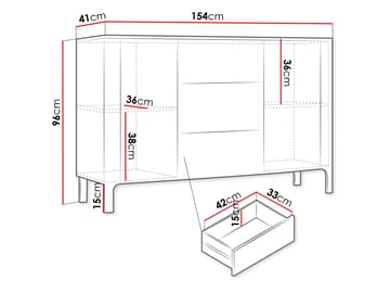 Aggarwal Skänk 154 cm i Mörkt Trä - Beige - Förvaring - Förvaringsmöbler - Skänkar & sideboards