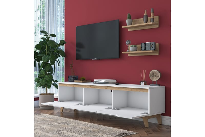 AKASHYA Tv-möbelset 180x35 cm Vit/Brun - Tv-möbelset