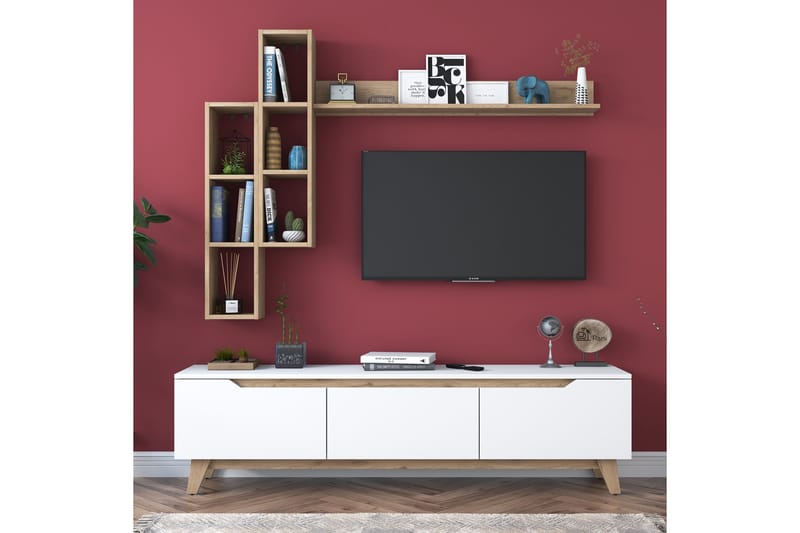 AKASHYA Tv-möbelset 180x35 cm Vit/Brun - Tv-möbelset