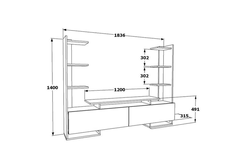 Akdere Tv-bänk 183,6 cm - Mediumfärgat trä/Vit - Möbler - Vardagsrum - Tv-möbler & mediamöbler - Tv-bänkar