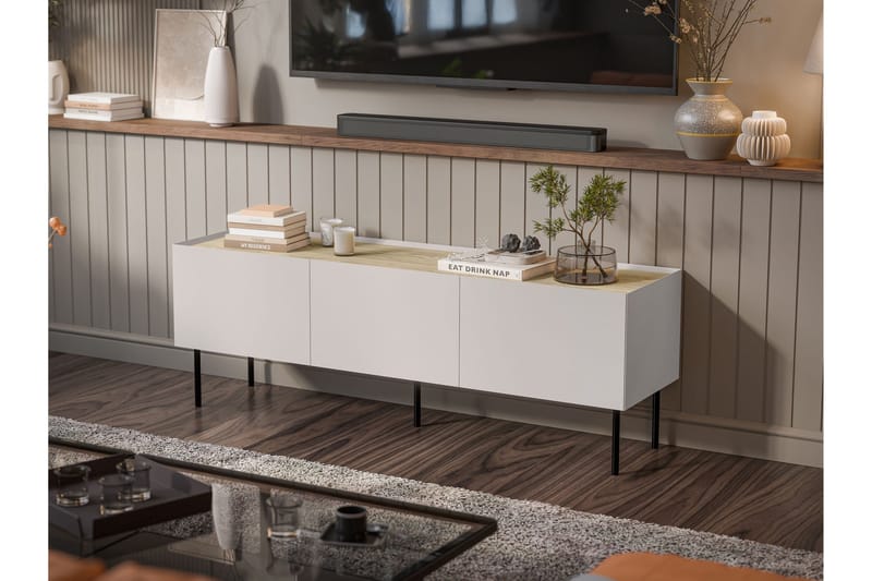 Akie Tv-bänk 150 cm - Beige - Möbler - Vardagsrum - Tv-möbler & mediamöbler - Tv-bänkar