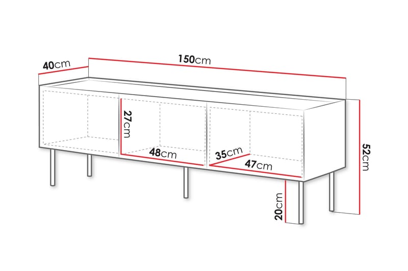 Akie Tv-bänk 150 cm - Beige - Möbler - Vardagsrum - Tv-möbler & mediamöbler - Tv-bänkar