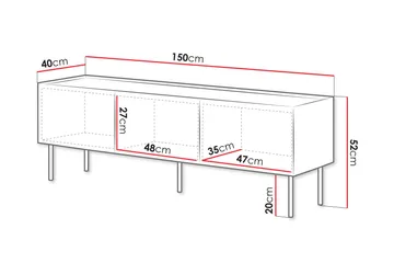 Akie Tv-bänk 150 cm - Beige - Möbler - Vardagsrum - Tv-möbler & mediamöbler - Tv-bänkar