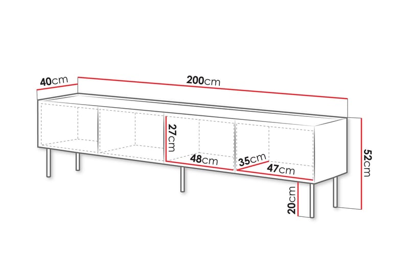 Akie Tv-bänk 200 cm - Beige - Möbler - Vardagsrum - Tv-möbler & mediamöbler - Tv-bänkar