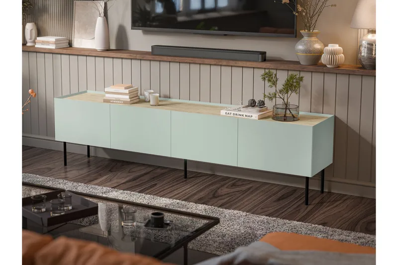 Akie Tv-bänk 200 cm - Grön - Möbler - Vardagsrum - Tv-möbler & mediamöbler - Tv-bänkar