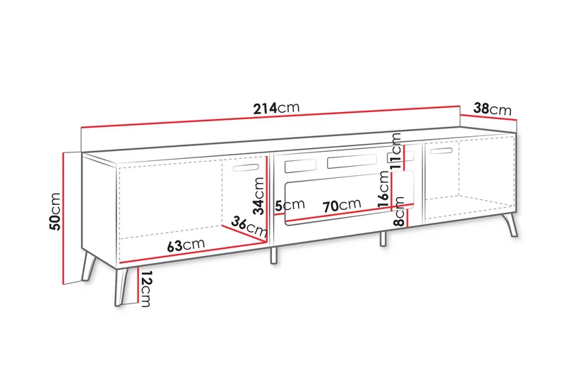 Akihiko Tv-bänk 214 cm - Vit - Möbler - Vardagsrum - Tv-möbler & mediamöbler - Tv-bänkar