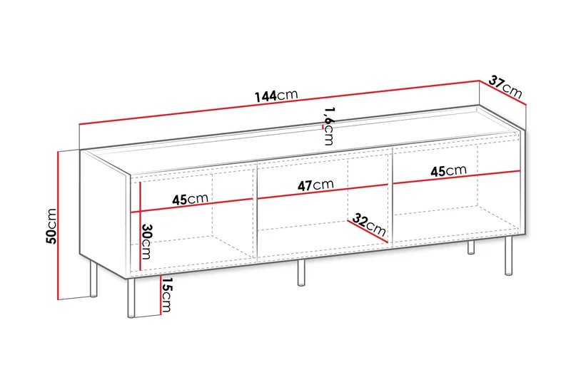 Akihito Tv-bänk 144 cm - Brun - Möbler - Vardagsrum - Tv-möbler & mediamöbler - Tv-bänkar