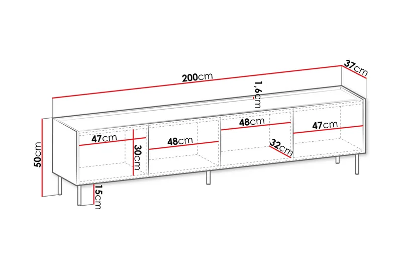 Akihito Tv-bänk 200 cm - Brun - Möbler - Vardagsrum - Tv-möbler & mediamöbler - Tv-bänkar