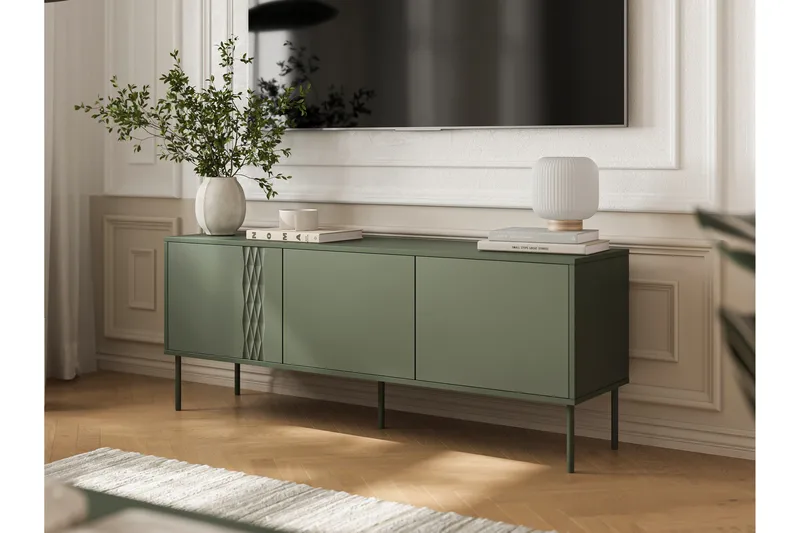 Akiko Golvstående TV Bänk 150 cm med Förvaring i Målat Trä - Grön - M öbler - Vardagsrum - Tv-möbler & mediamöbler - Tv-bänkar