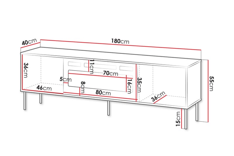 Akiko Tv-bänk 180 cm - Beige - Möbler - Vardagsrum - Tv-möbler & mediamöbler - Tv-bänkar