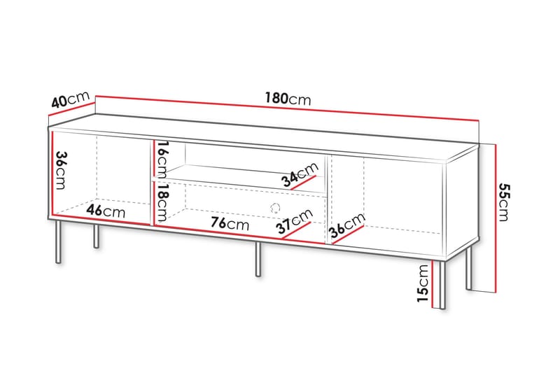 Akiko Tv-bänk 180 cm - Grön - Möbler - Vardagsrum - Tv-möbler & mediamöbler - Tv-bänkar