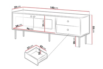 Akilesh Golvstående Tv-bänk 150 cm med Förvaring i Målat Trä - Vit - Möbler - Vardagsrum - Tv-möbler & mediamöbler - Tv-bänkar