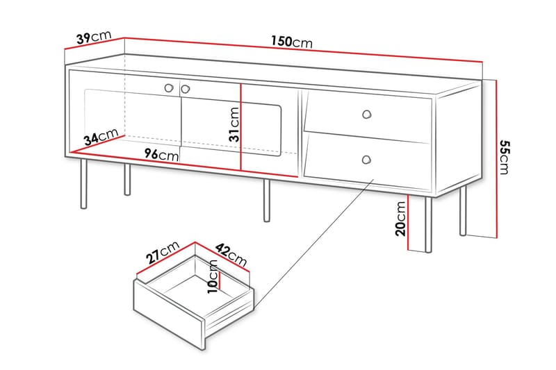 Akilesh Tv-bänk 150 cm - Svart - Möbler - Vardagsrum - Tv-möbler & mediamöbler - Tv-bänkar
