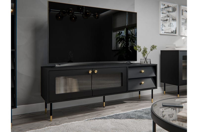 Akilesh Tv-bänk 150 cm - Svart - Möbler - Vardagsrum - Tv-möbler & mediamöbler - Tv-bänkar