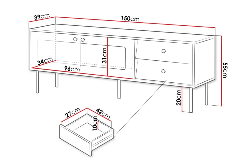Akilesh Tv-bänk 150 cm - Vit - Möbler - Vardagsrum - Tv-möbler & mediamöbler - Tv-bänkar