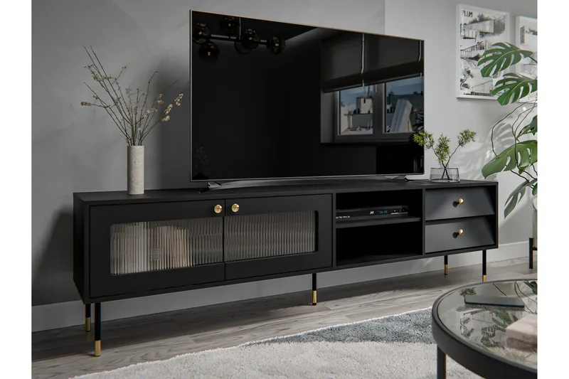 Akilesh Tv-bänk 200 cm - Svart - Möbler - Vardagsrum - Tv-möbler & mediamöbler - Tv-bänkar