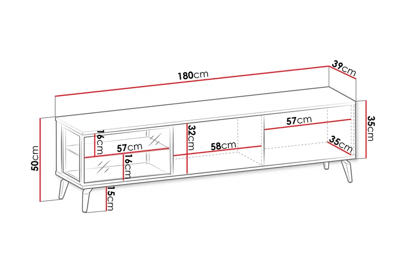 Akinari Tv-bänk 180 cm - Brun/Beige - Möbler - Vardagsrum - Tv-möbler & mediamöbler - Tv-bänkar