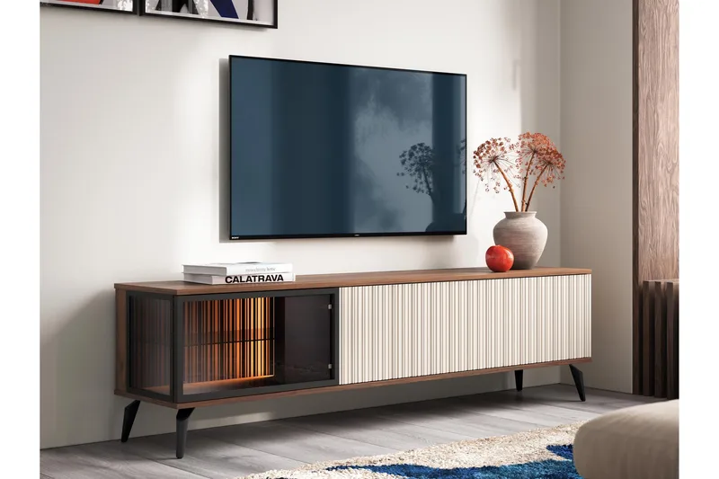 Akinari Tv-bänk 180 cm - Brun/Beige - Möbler - Vardagsrum - Tv-möbler & mediamöbler - Tv-bänkar