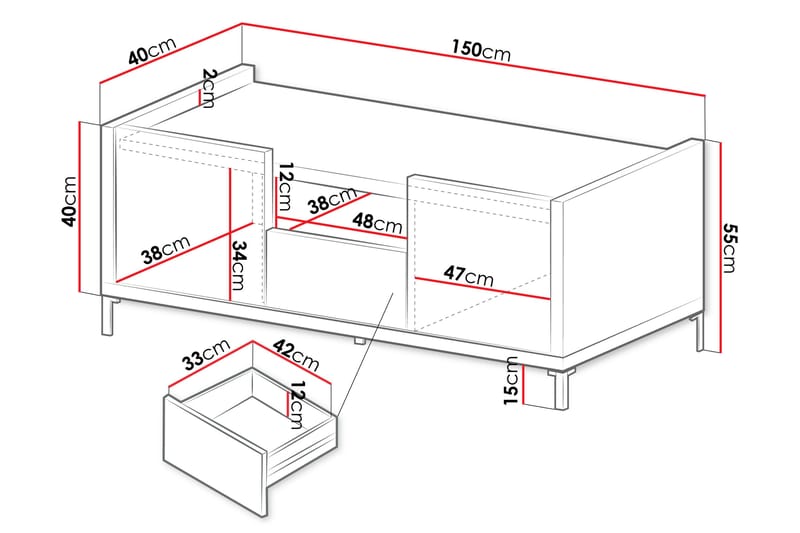 Akiya Tv-bänk 150 cm - Svart - Möbler - Vardagsrum - Tv-möbler & mediamöbler - Tv-bänkar