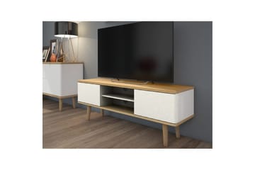Alandra Golvstående TV-bänk 140 cm med Förvaring i Ek - Vit - Möbler - Vardagsrum - Tv-möbler & mediamöbler - Tv-bänkar
