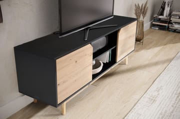 Alaro TV-bänk 150 cm - Svart med ekfärgade fronter/ben - Möbler - Vardagsrum - Tv-möbler & mediamöbler - Tv-bänkar