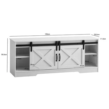 Alino TV-bänk 150 cm - Vit med svarta beslag - Möbler - Vardagsrum - Tv-möbler & mediamöbler - Tv-bänkar