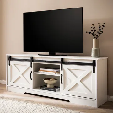Alino TV-bänk 150 cm - Vit med svarta beslag - Möbler - Vardagsrum - Tv-möbler & mediamöbler - Tv-bänkar