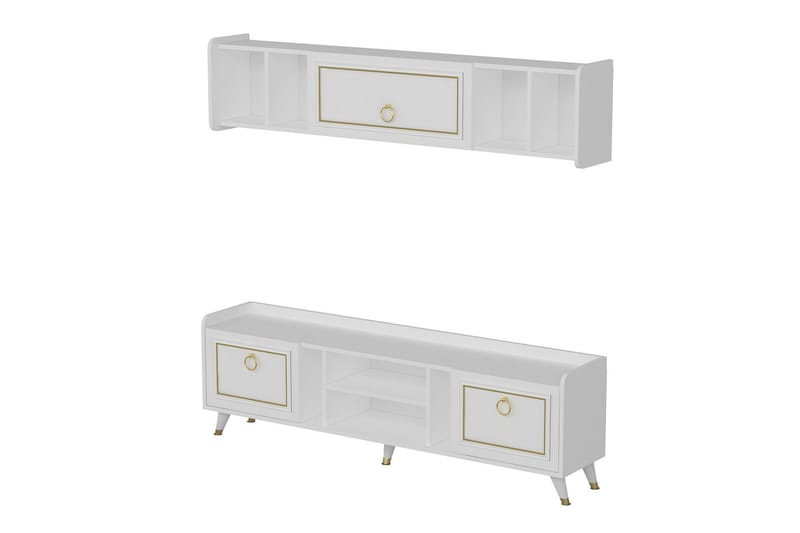 ALYASMIN Tv-möbelset 180x27 cm Vit/Guld - Möbler - Vardagsrum - Tv-möbler & mediamöbler - Tv-möbelset